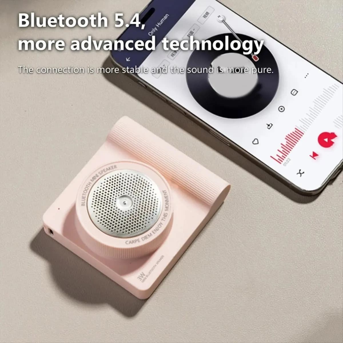 AABFK Wireless Multifunction Bluetooth Speaker Small camera selfie for mobile phone BT5.4 Camera shape for outdoor Pink