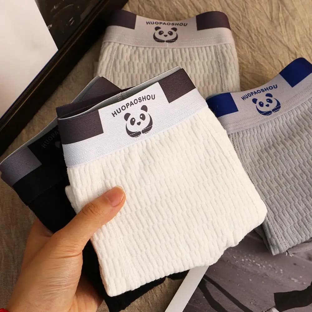 Intimo da uomo a forma di U sul cavallo Cintura elastica da uomo Slip in rete con motivo panda con design U-convesso 3D Comodo per gli uomini