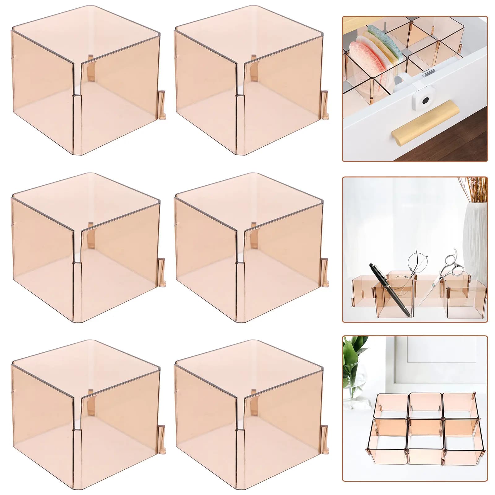 6Pcs Drawer Divider Board Plastic Storage Organizer Multi Functional Desk and Closet Separator Box for Socks Underwear Ties