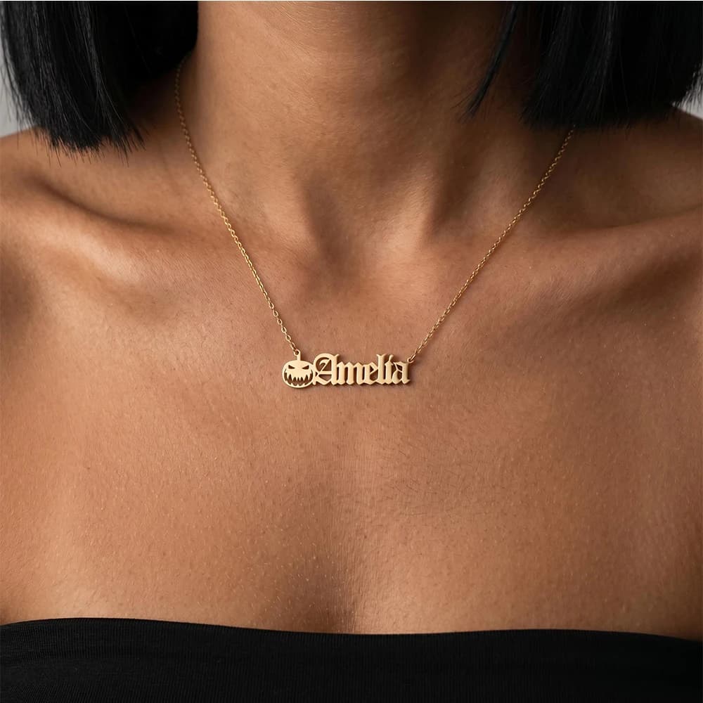 Custom Devil Pumpkin Name Necklaces For Women Men Stainless Steel Customized Necklace Pendant Personalized Neck Chain Jewelry