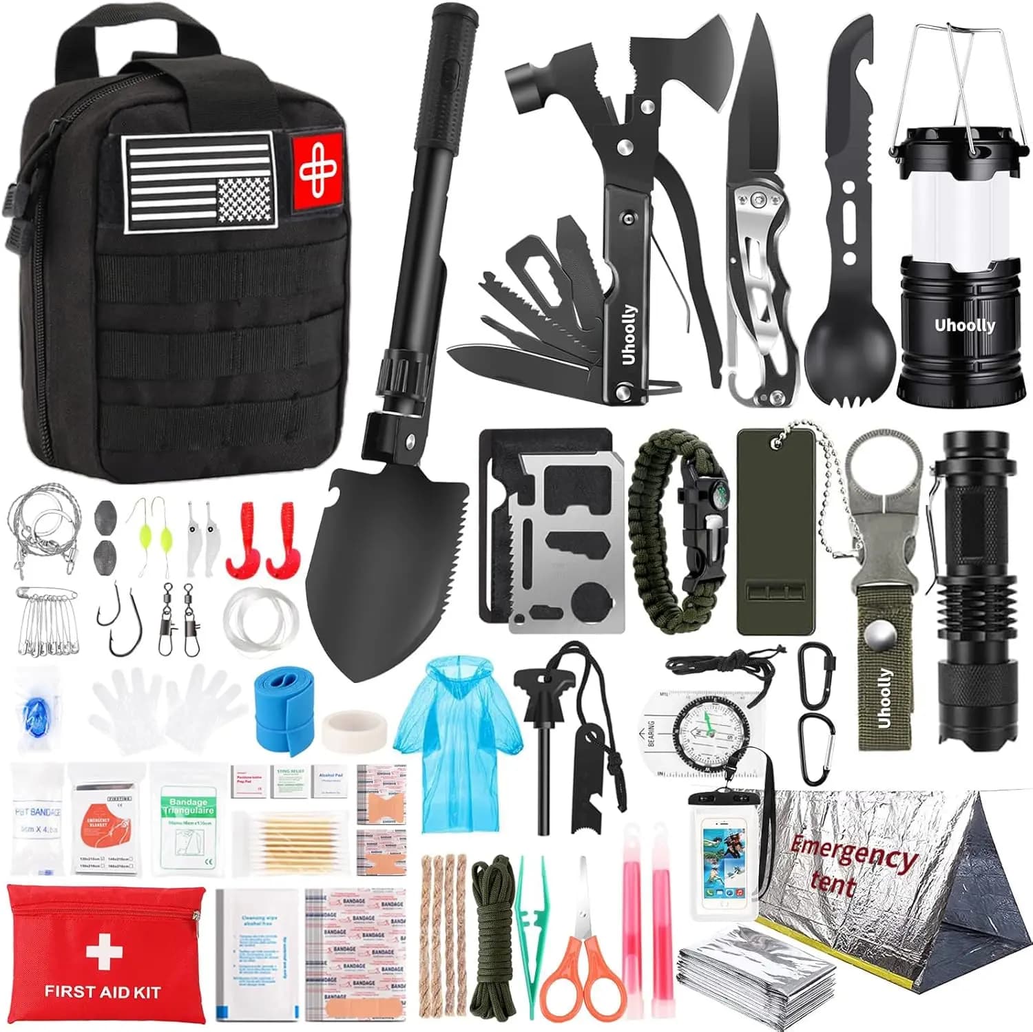 Kit di sopravvivenza d'emergenza da 252 pezzi con borsa MOLLE, attrezzatura di primo soccorso per avventure all'aperto, viaggi in auto, preparazione a terremoti
