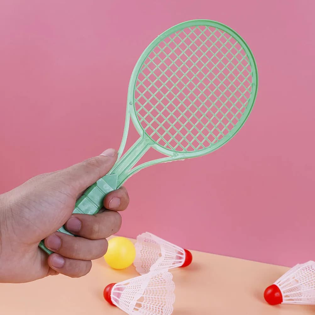 5Set Plastic Badminton Rackets Durable School Bag Design Lightweight Outdoor Badminton Tennis Table Tennis Playing Set
