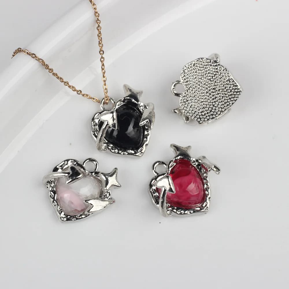 6 pz/lot 15*17 MILLIMETRIES In Resin Heart Zinc Alloy Small Pendants And Pendants For Jewel Marking Bracelet Necklace