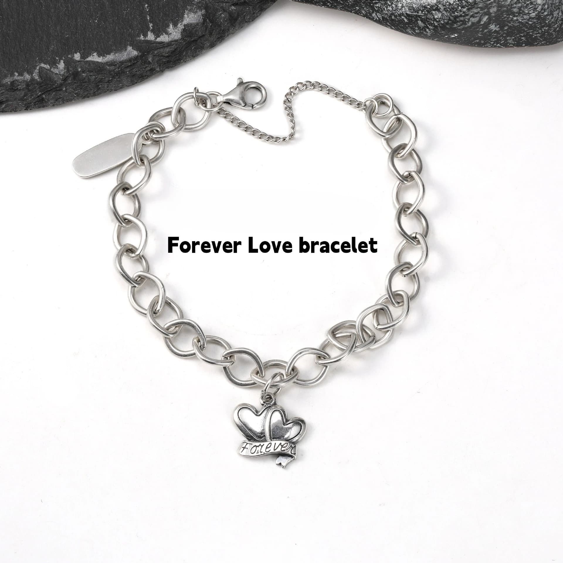 S925 Silver Forever Love Double Heart Charm Bracelet, Fun Commemorative High Sense Fashion Jewelry 2026