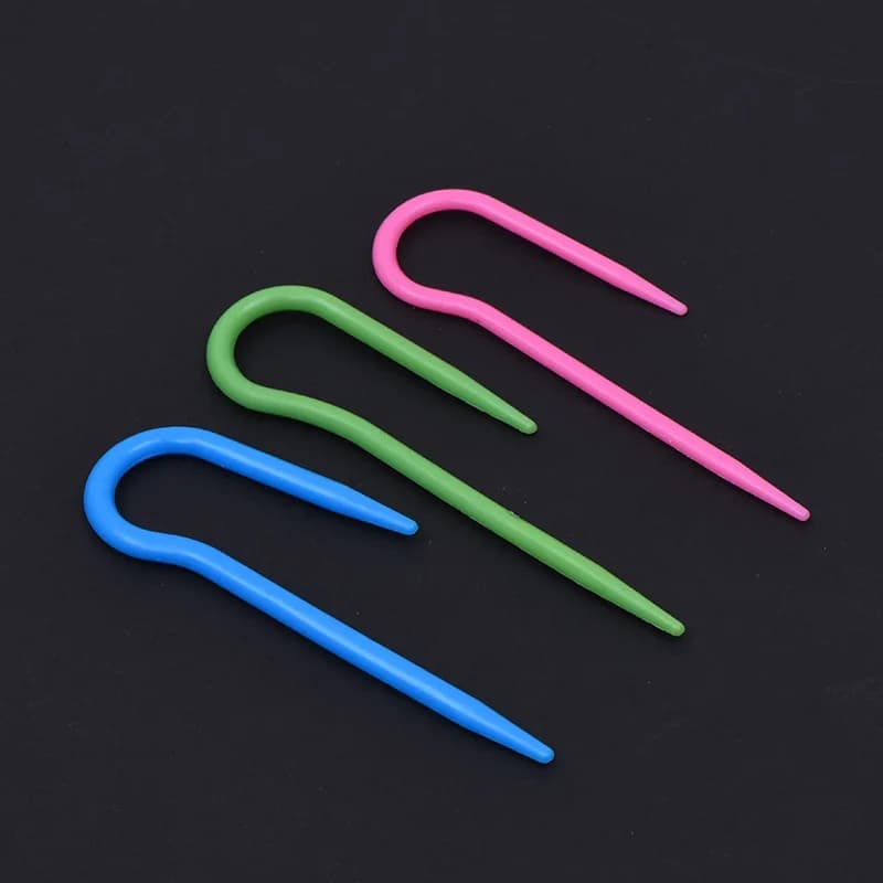 ABS Plastic U-Shape Twist Yarn Needles 3pcs Large Eye Curved Sewing Needles for Knitting Crochet DIY Craft
