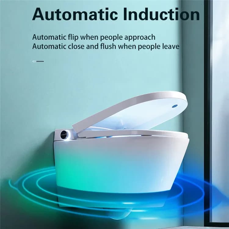 Smart Toilet Suspended at Parete con Bidet, Mounting to Wall, Automatic Opening, Automatic discharge, Self-cleaning, Electronic, with Watermark function