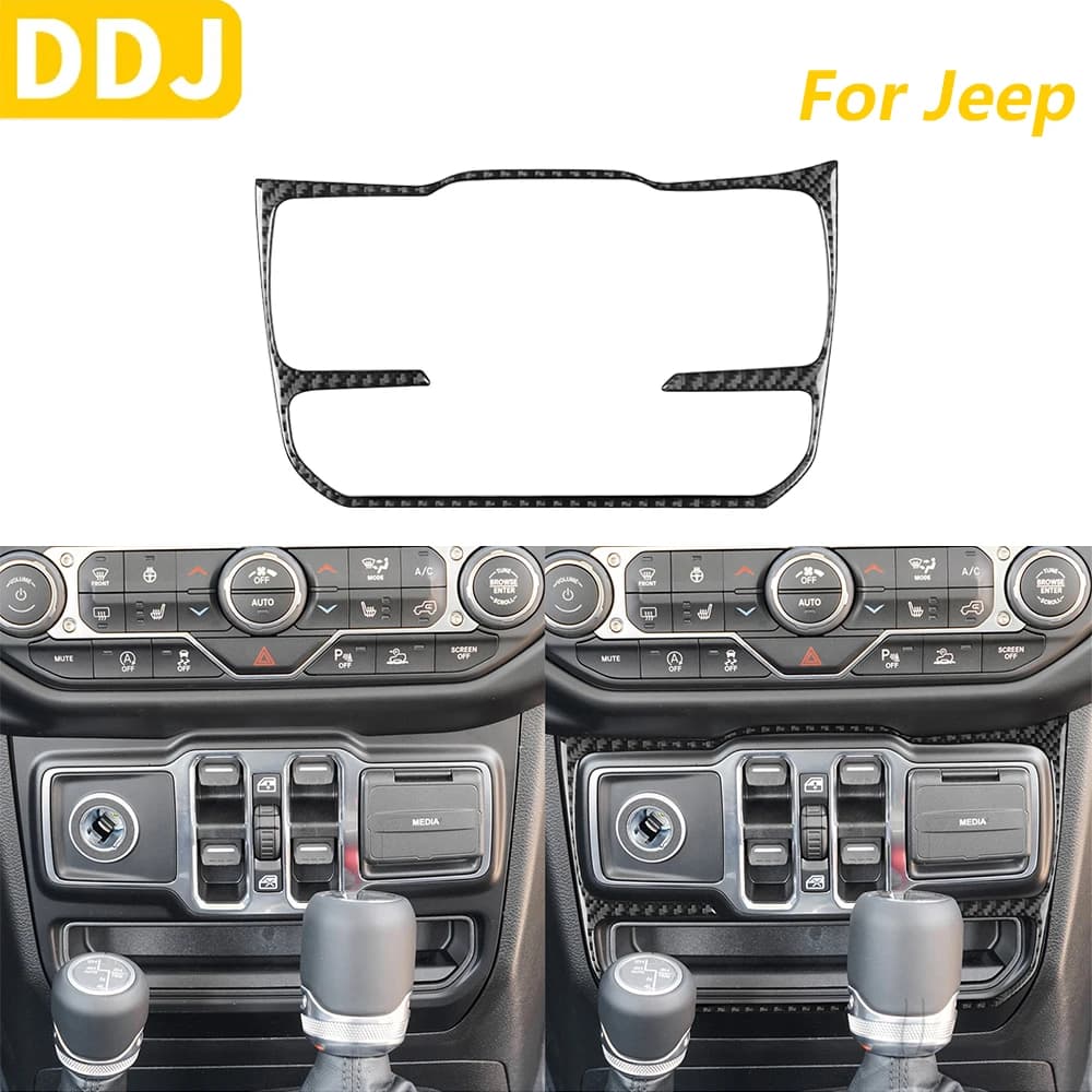 For Jeep Wrangler JL 2018-2023 Gladiator 2020-2023 In Central Control Carbon Fiber Window Elevator Panel Covering Accessories Auto Adhesive