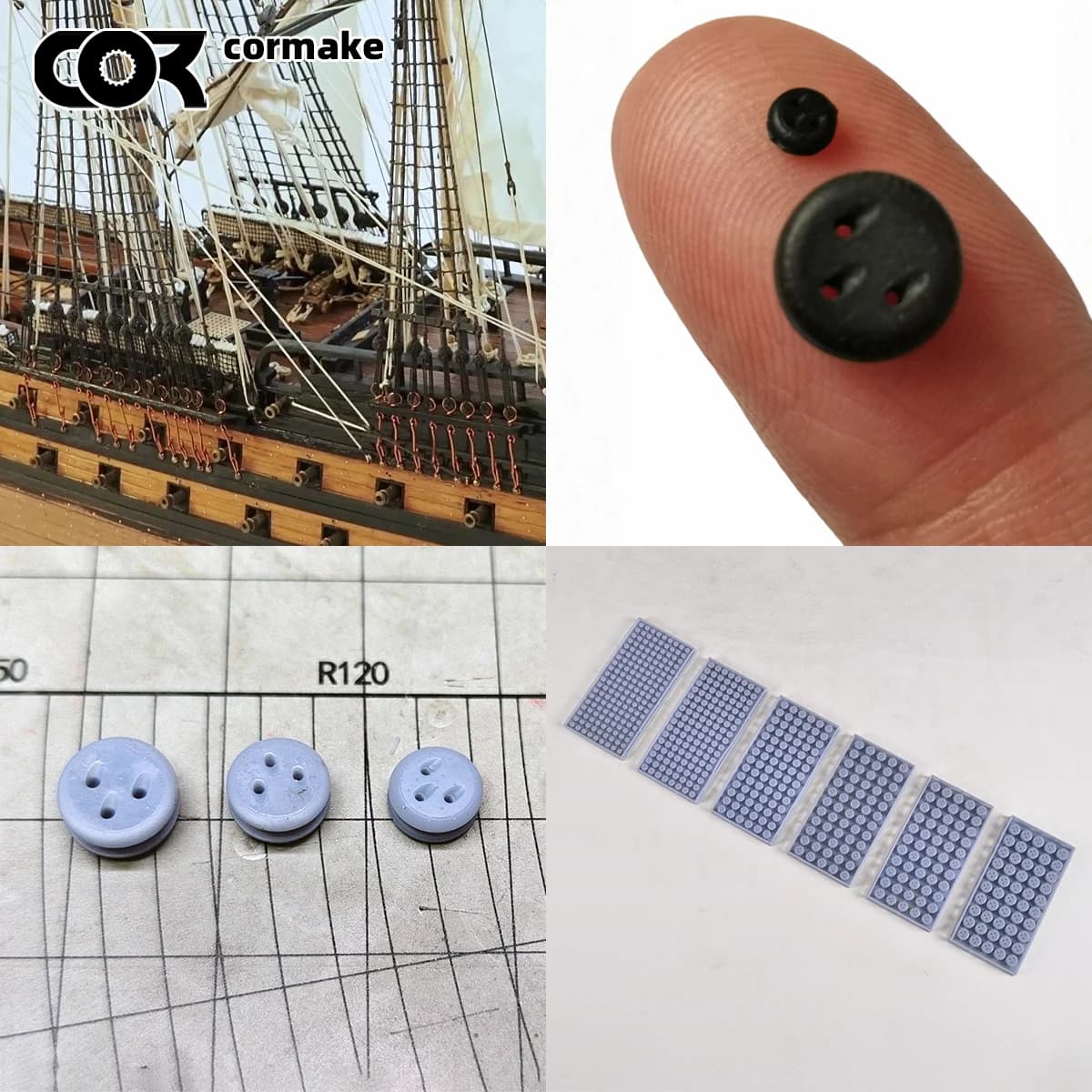Kit di aggiornamento per modellini in scala, accessori in resina, puleggia a tre fori, blocco a 3 occhielli per la costruzione di navi a vela in legno