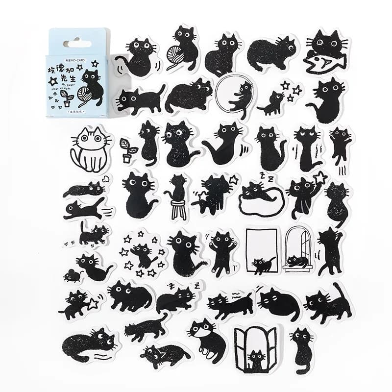 45 Adesivi Gatto Carini per Scrapbooking, Bullet Journal, Decorazione Fai da Te, Agende, Valigie, Diari, Quaderni