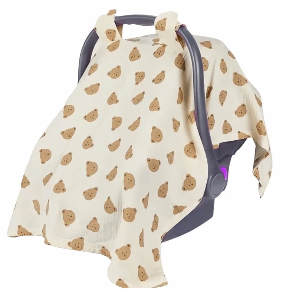 Cotton Baby Basket Cover Soft Lightweight Infant Safety Seat Cover Light-Blocking Breathable Cart Cover Sun Protection