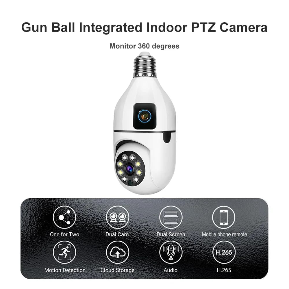 Telecamera PTZ per interni a doppio obiettivo da 3 MP 360 ° con baby monitor, audio bidirezionale, allarme movimento, 128 GB TF/nuvola, app V380 Pro, H.265