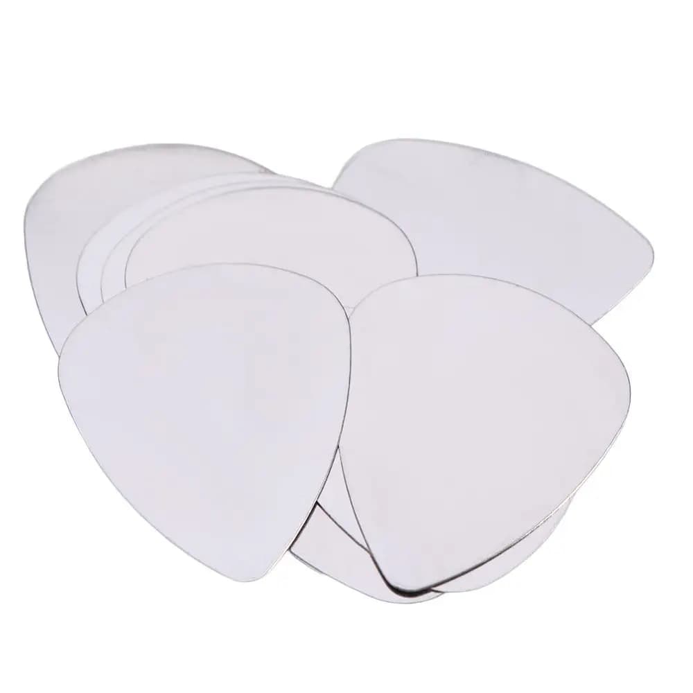 10PCS 0.3mm Stainless Steel Guitar Picks Triangle Mediator Metal Guitar Plectrum Gestures Adhesive Finger Shrapnel
