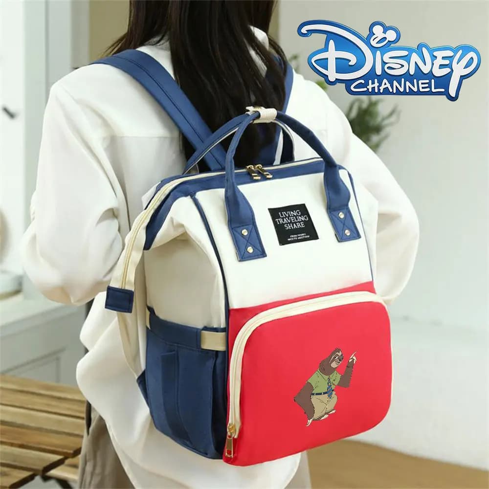 Grande Zaino Tematico Disney Zootopia per Mamme, Borsa Porta Bebè in Nylon per Viaggi, Ospedale ed Essenziali Quotidiani