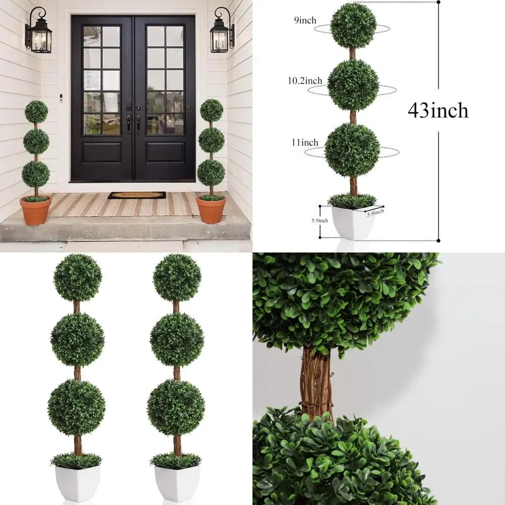 Topiari Trees in Tre Sfere, Bosso Plants in Exterior Vase, 43 Decorative Pieces for Interior or Garden