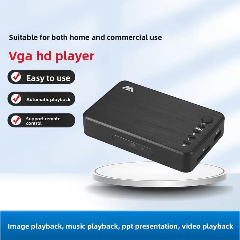 Full HD mini media player with Autoplay 1080P function, USB external media player for HDD with VGA AV HD cable for SD, USB stick, MKV, RMVB