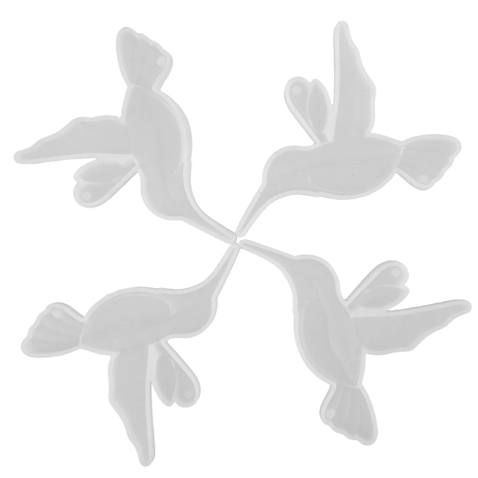 4Pcs Silicone Resin Molds Hummingbird High Precision Casting Mold Garden Decor Jewelry Making Wind Chime Craft DIY Bird Shaped