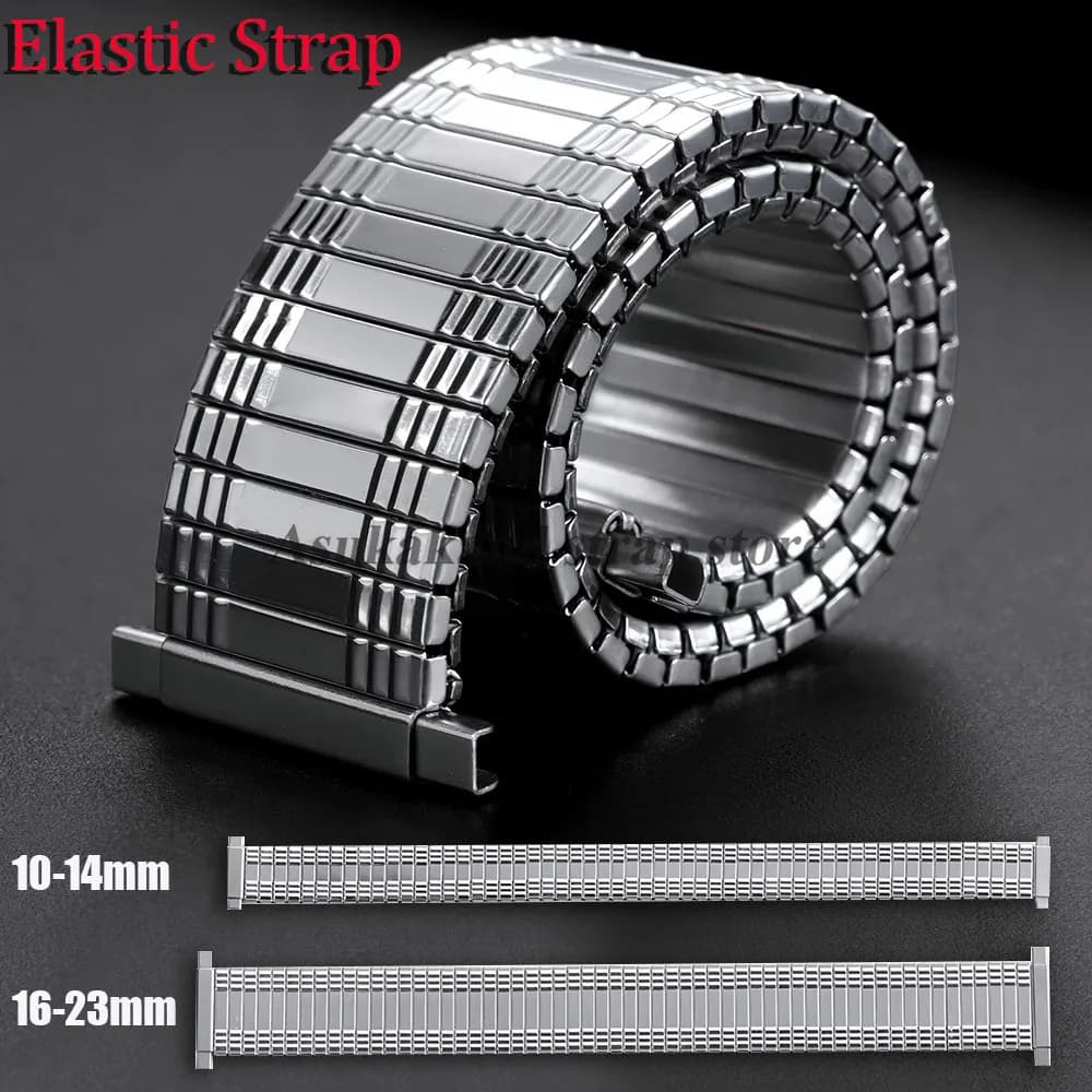 New Elastic Strap for Stainless Steel Watch Universal Silver 10-14mm 16-23mm Watch Strap With Metal Expansion Adjustable Strap