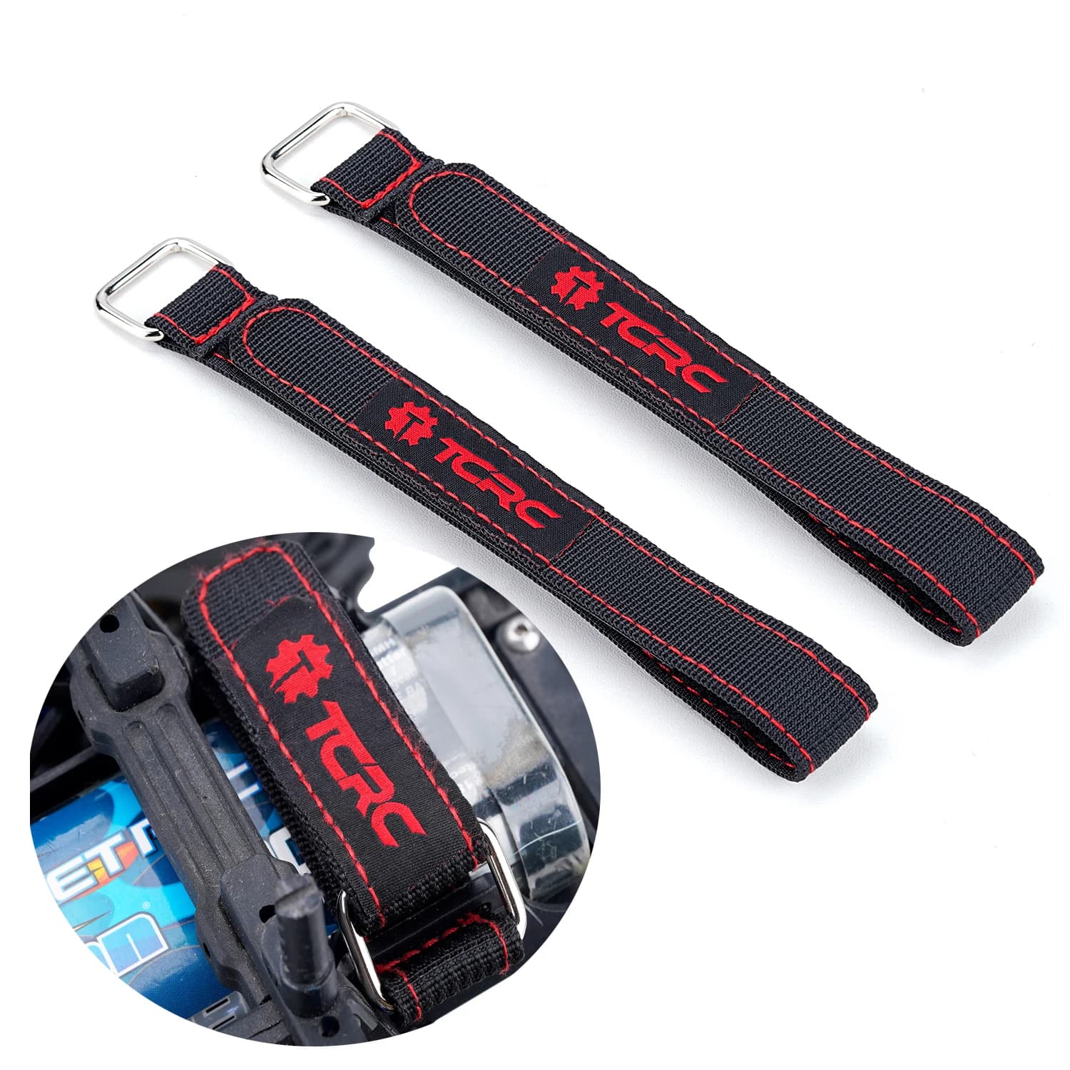 TCRC 2 Pezzi 20x300MM Cinghie in Kevlar Cucite per Batterie RC, Fascette Riutilizzabili Regolabili per Droni RC, Aerei, Auto