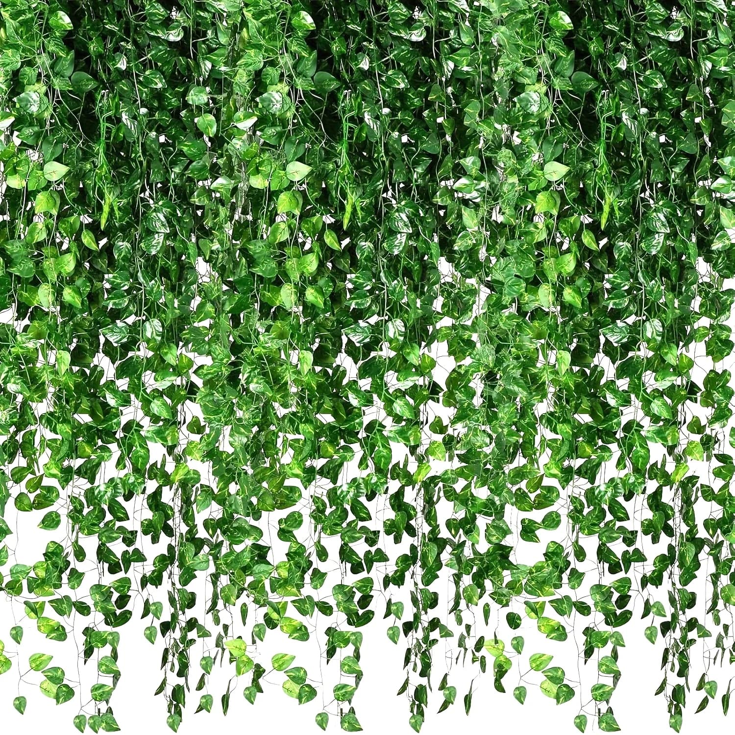 12/24Pack Artificial Ivy Fake Vines Ivy Garland Greenery Garland Fake Hanging Plants Vines Green Leaves Bedroom Wedding Party