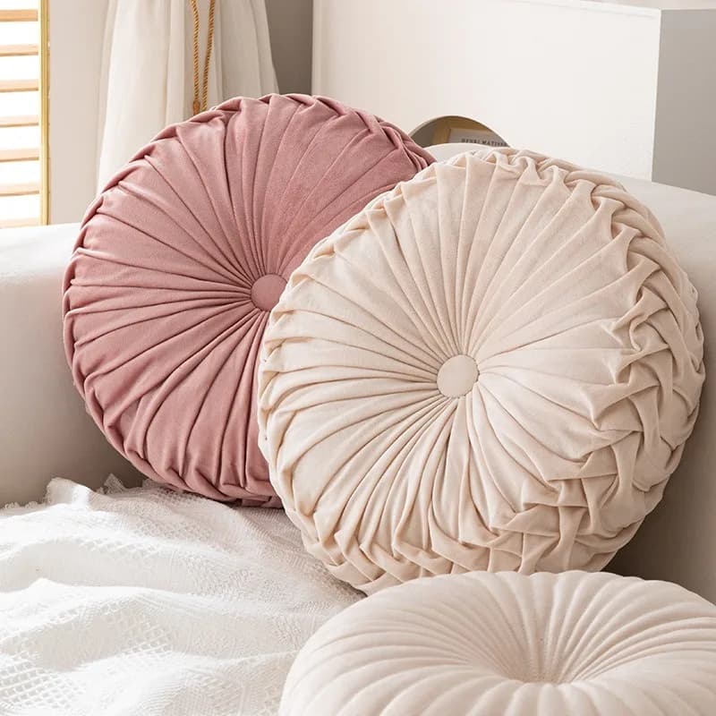 Cuscino Rotondo a Forma di Zucca Rosa, Supporto Lombare per Divano, Decorazione per la Casa