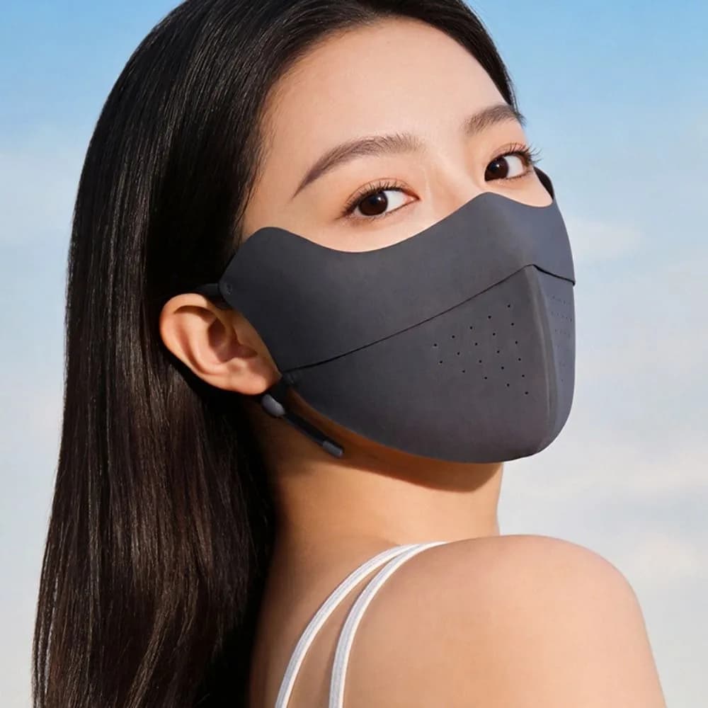 Maschera Estiva Regolabile in Seta Ghiaccio Traspirante, Protezione Solare, Sottile, Tinta Unita, Maschera Viso Gini per Golf