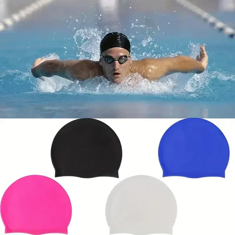 Women's and Men's Swimwear Durable Silicone Swimwear Unisex Adult Waterproof Swim Hats Extensible Pool Swimwear for Long Hair