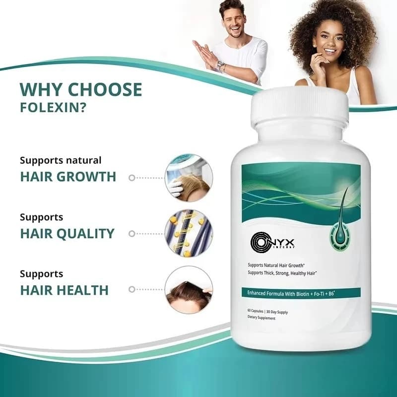 Hair growth supplements for men and women with natural biotin and vitamin B6 60 capsules Nutritional supplement for thickening hair