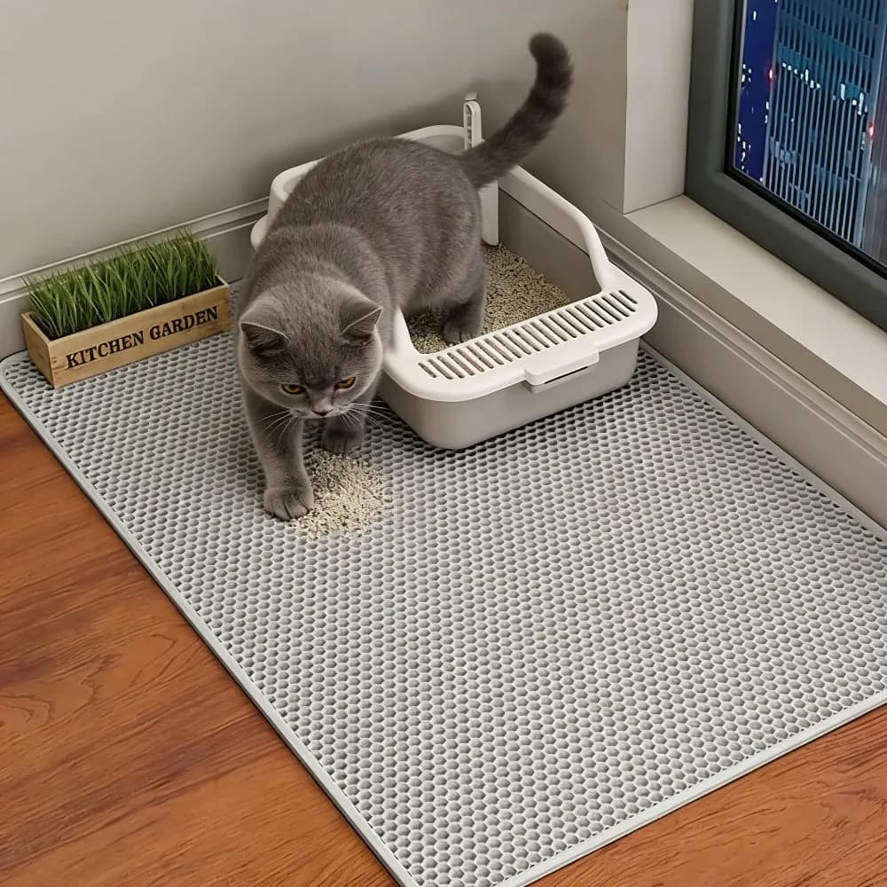 Tappetino Impermeabile a Doppio Strato per Lettiera Gatti, Lavabile e Antiscivolo, Tappetino Raccogli Sabbia per la Pulizia degli Animali Domestici