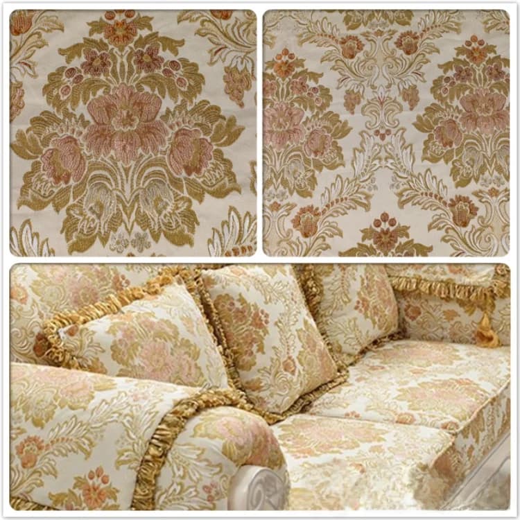 Tessuto Decorativo Classico Europeo con Ricamo in Filo d'Oro, Morbido Rivestimento per Cuscini, Coprisedia da Pranzo, Tovaglia