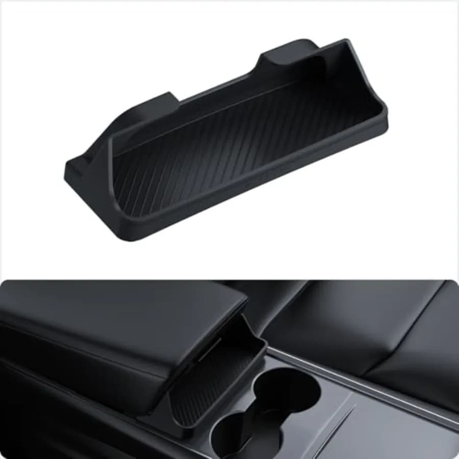 Upgraded Tesla Model Y Center Console Sunglasses Holder, Armrest Box Eyeglasses Storage Box Key Card Holder for 2021-2024/Y Int