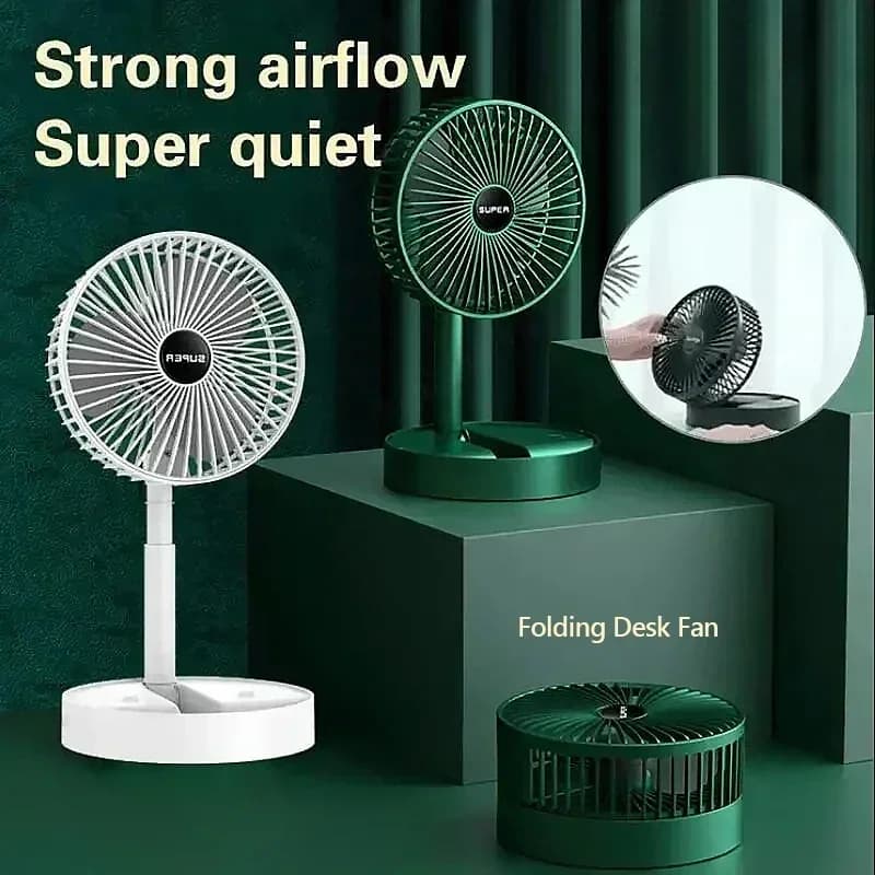 Ventilatore da Tavolo Pieghevole Retrattile 2026, Mini Ventilatore Portatile USB Ricaricabile per Casa, Silenzioso con Lunga Durata in Standby