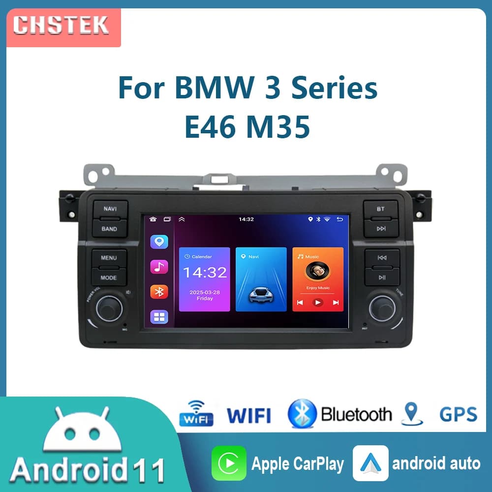 Autoradio Carplay Android Auto 2 + 32G Per BMW Serie 3 M3 E46 Rover 75 MG ZT 7 1998-2007 Android 11 Navigazione Bluetooth WIFI GPS