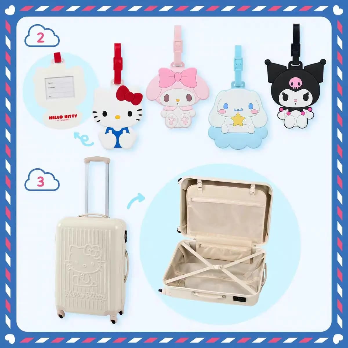 Etichetta per bagagli Kawaii Hello Kitty Anime Sanrio Melody Etichetta per bagagli Valigia ID Indirizzo Titolare Bagagli Imbarco Portatile