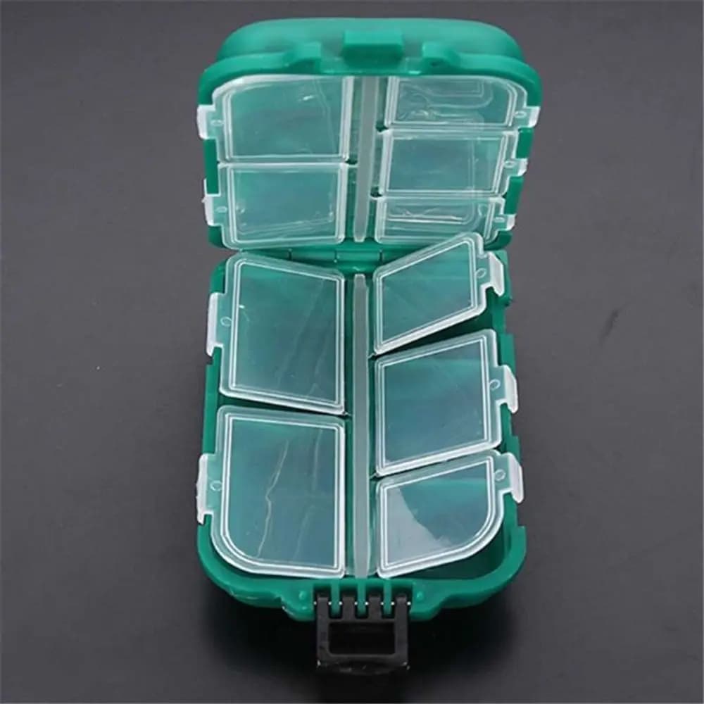 Scatola Portatile per Esche e Accessori da Pesca, Contenitore per Attrezzatura con 10 Scomparti, Custodia per Esche