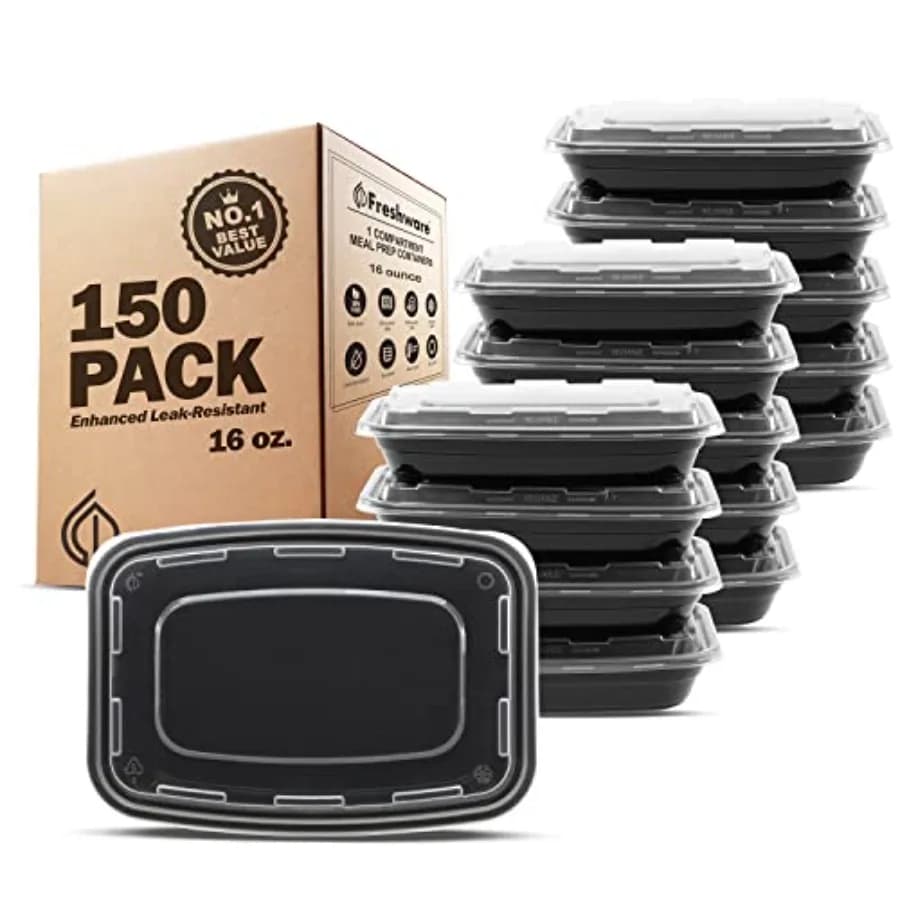 Containers for the preparation of meals [50 pieces] with compartments and covers, containers for food preservation, Bento Box, without BPA, suitable for microwave/washer/freezer, 6 pieces