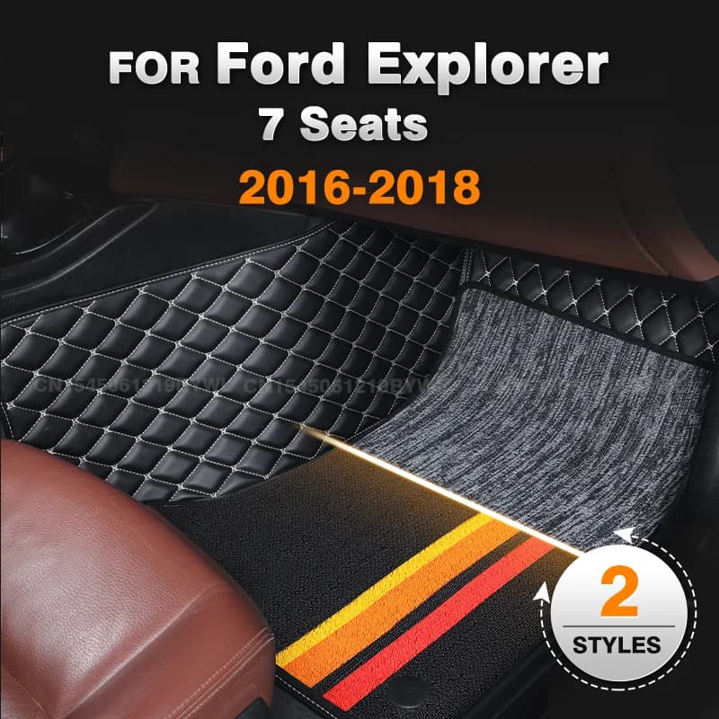 Per Ford Explorer 7 posti 2016 2017 2018 Tappetini per auto a doppio strato Tappetini per auto personalizzati Copri tappeti Accessori interni