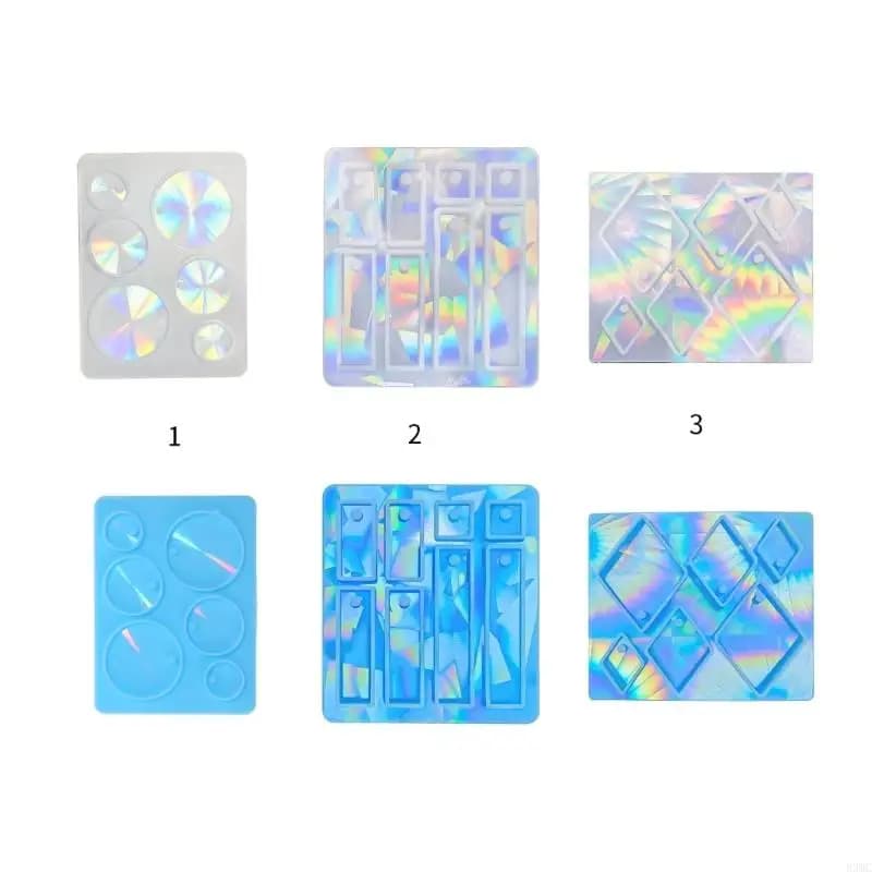 Stampo in silicone R3MC per orecchini a pendente olografica abbagliante stampo resina a resina ovale rettangolo rombo stampi
