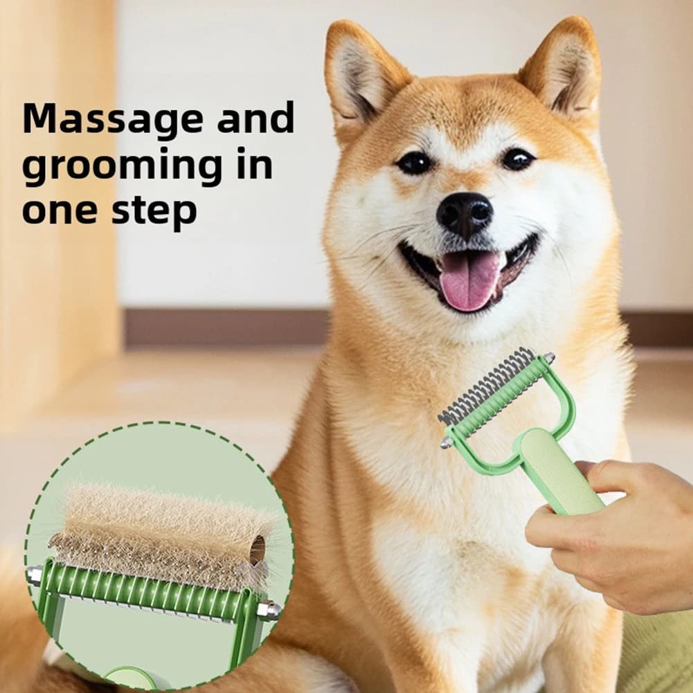 Pet Dematting Comb,Stainless Steel Double Sided Undercoat Rake For Cats,Professional Pet Grooming Tool Pet Accessories