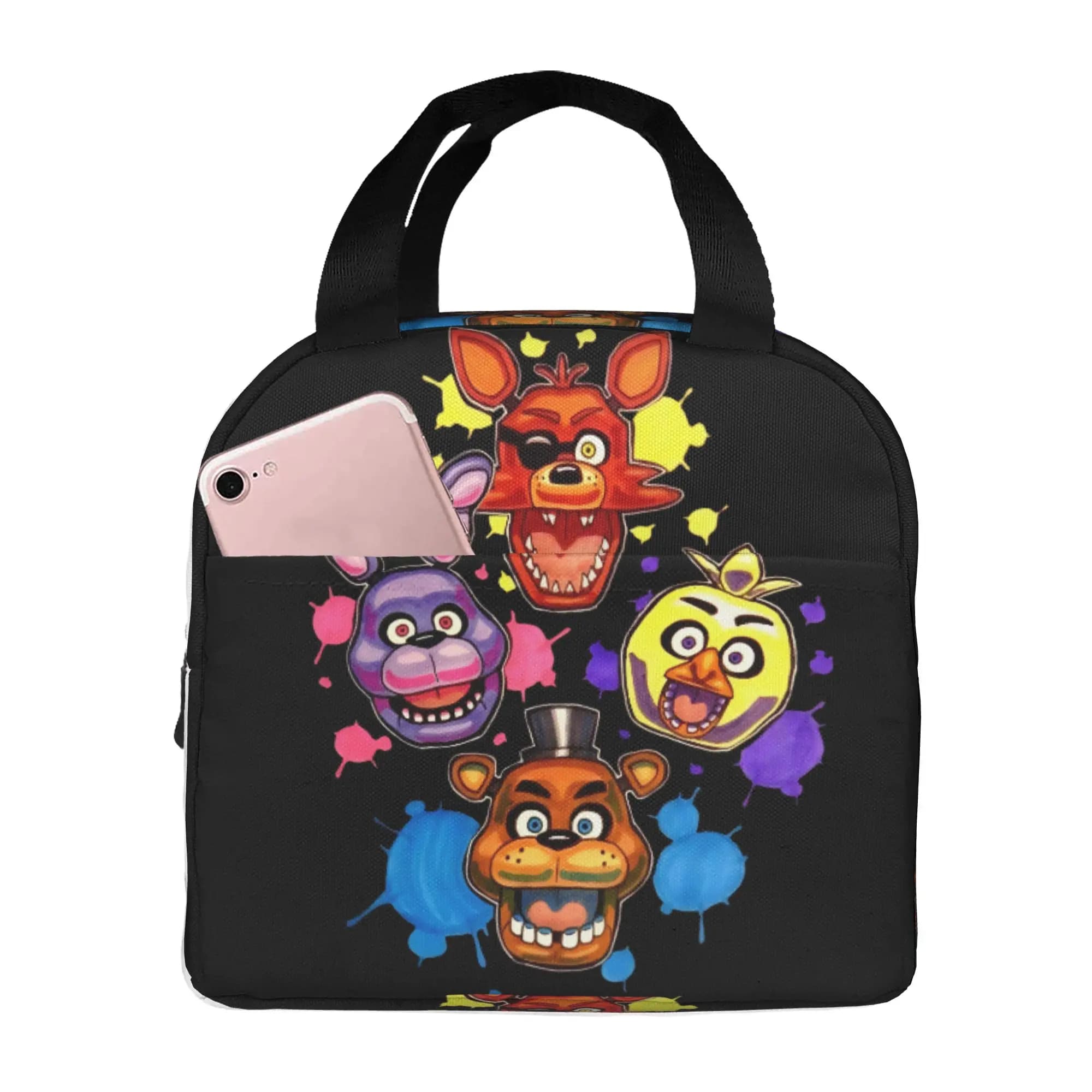 Borsa termica personalizzata FNAF At Freddys, contenitore portatile per giochi di sopravvivenza, contenitore per alimenti da picnic all'aperto