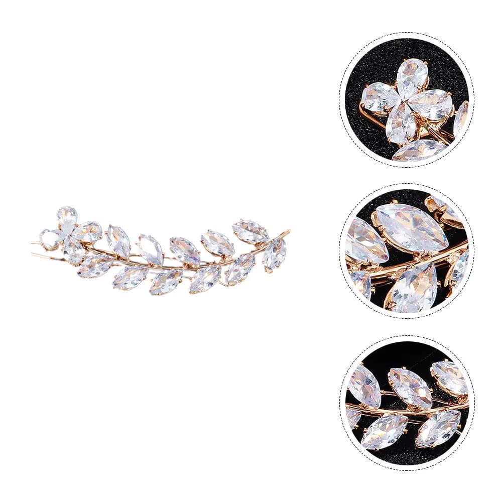 1 Pezzo Elegante Fermaglio per Capelli a Foglia con Zirconi, Accessorio per Acconciature da Festa per Donna, Fermaglio per Frangia alla Moda, Regalo