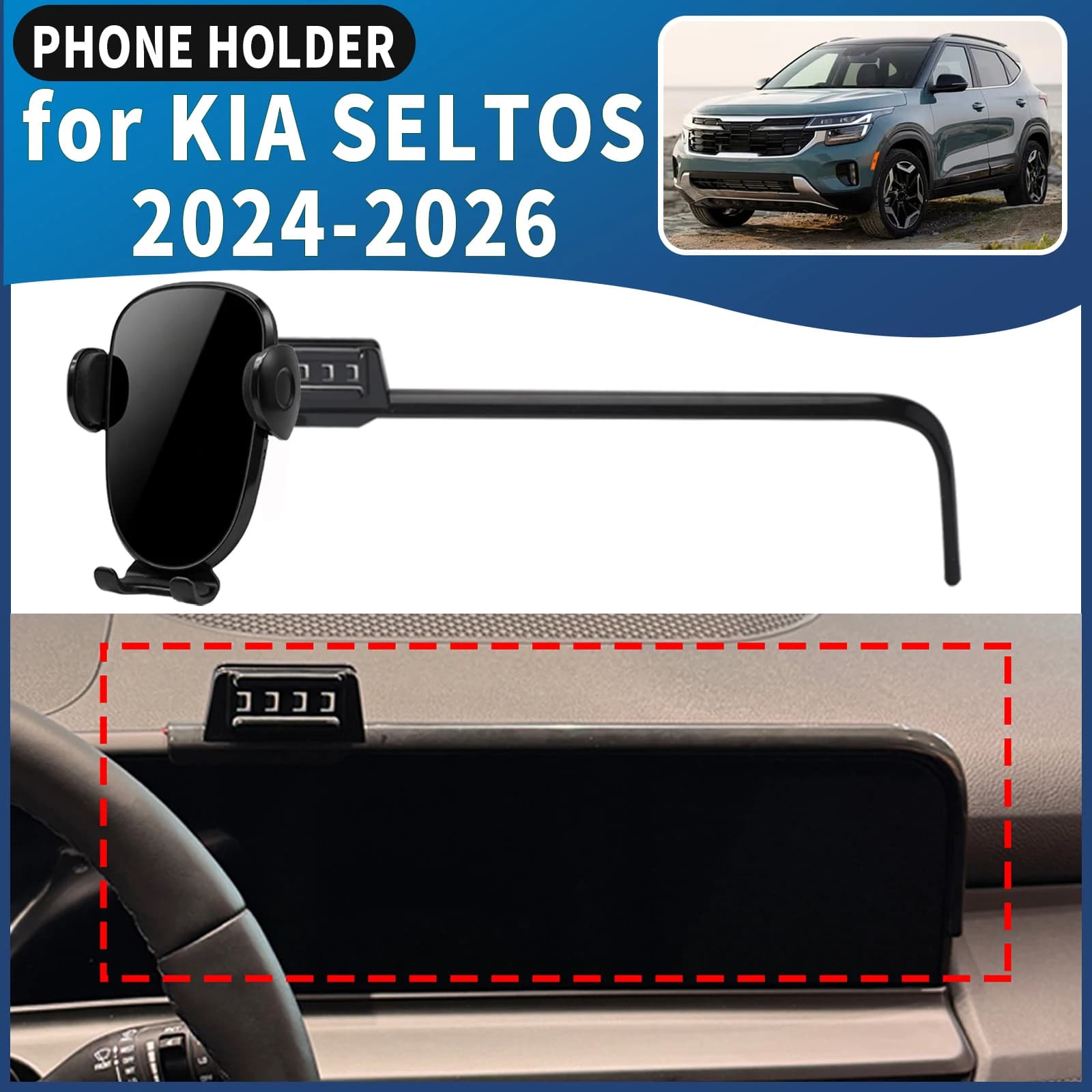 Supporto per telefono auto specifico per KIA SELTOS 2024-2026, supporto per navigatore GPS, facile installazione, accessori
