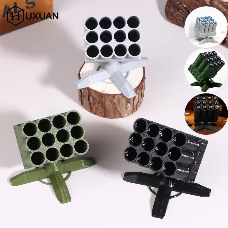 【New】3D Printed Missile Shaped Battery Storage Box Creative AA Battery Organizer Batteries Boxes T Creative Desktop Figurines