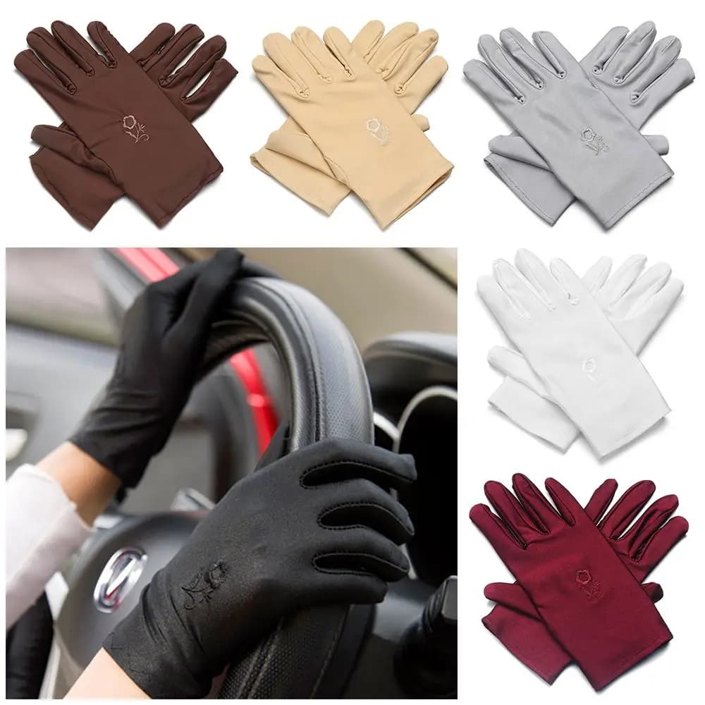 1 paio di guanti da ciclismo alla moda, guanti elastici ricamati per la protezione solare, guanti da guida, guanti estivi con protezione solare