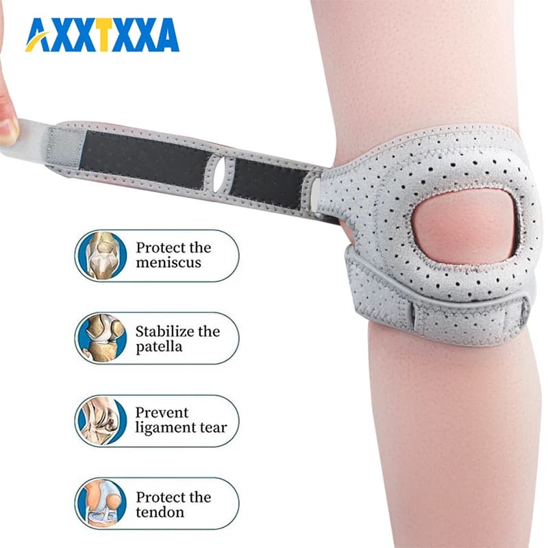 Ginocchiera rotulea da 1 pezzo, stabilizzatore in neoprene regolabile per strappo di menisco, tendinite, MCL, ACL, cinghia di supporto tendine per la corsa