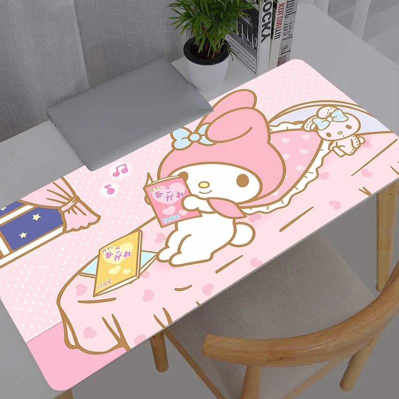Tappetino per Mouse Grande 900*400, Resistente, per Ufficio, Sanrio My Melody, Accessori per Gaming PC, Tappetino XXL per Mouse e Tastiera Laptop