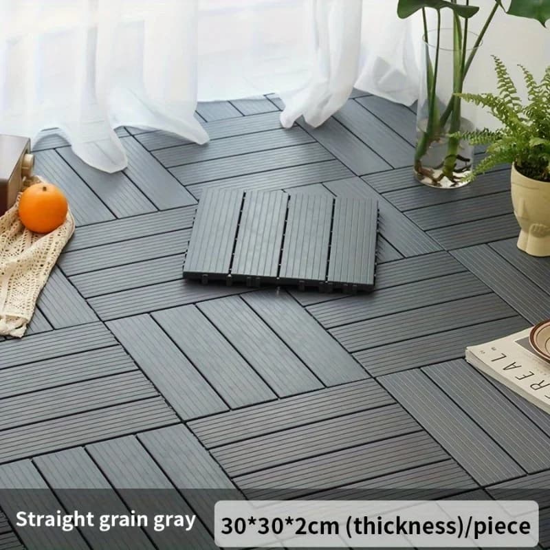 Kit di pavimentazione per balcone esterno impermeabile in legno e plastica, 5 pezzi, durevole e facile da pulire