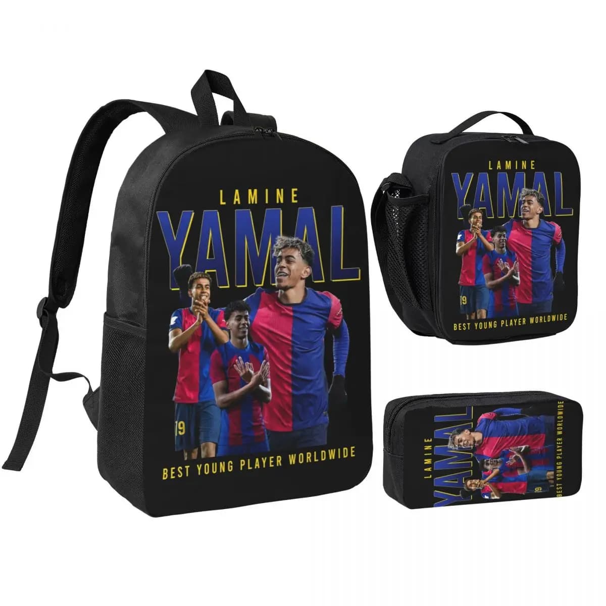 3pecs/set L-Lamine Y-Yamal Backpack for Teenage Back To School Football Soccer College Canvas Bags Lunch bag Pencil Case