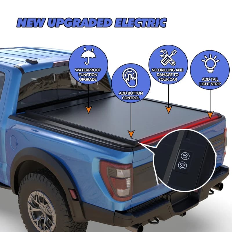High Quality 2025 Electric Power Retractable Roller Shutter Tonneau Cover Pickup Bed Accessories Fit BYD Shark 6