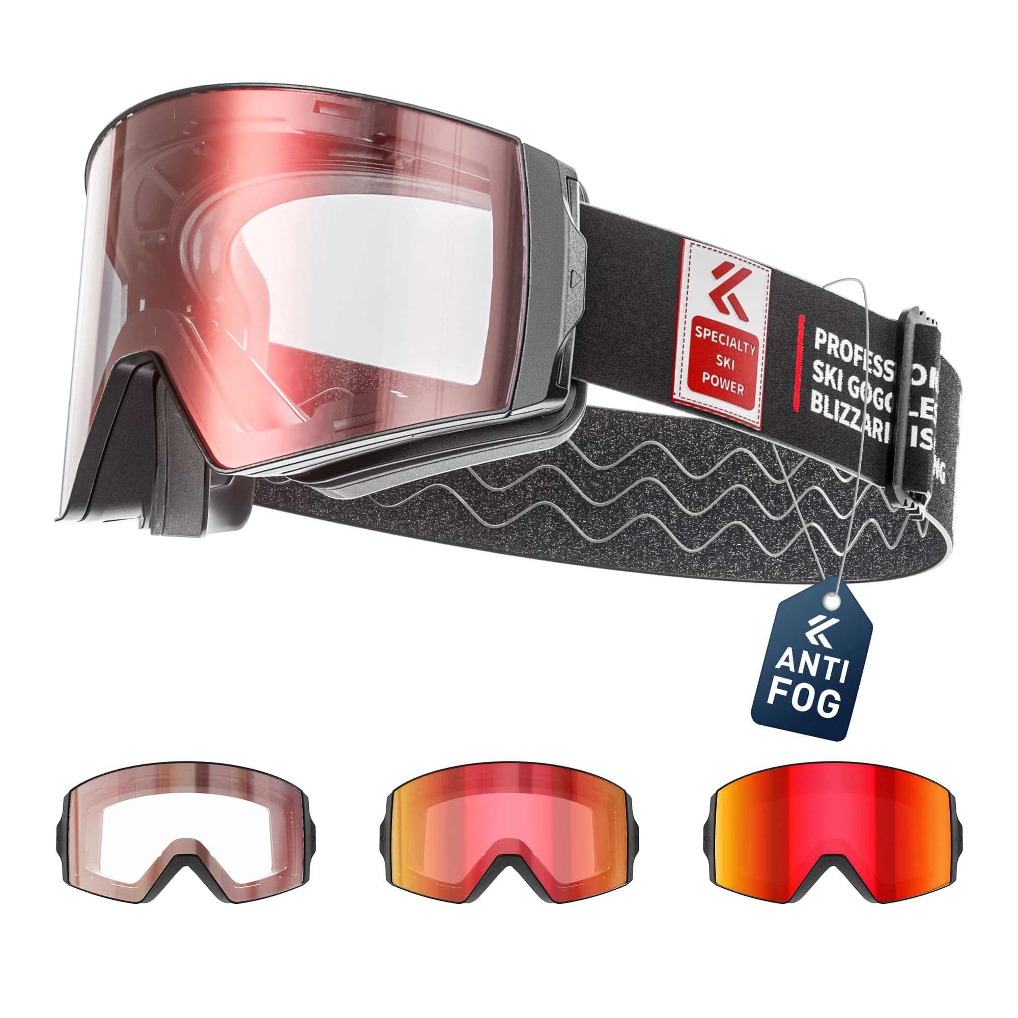 KAPVOE Maschera da sci fotocromatiche da snowboard Occhiali da uomo Protezione UV400 Occhiali da donna Attrazione magnetica Occhiali da sci antiappannamento
