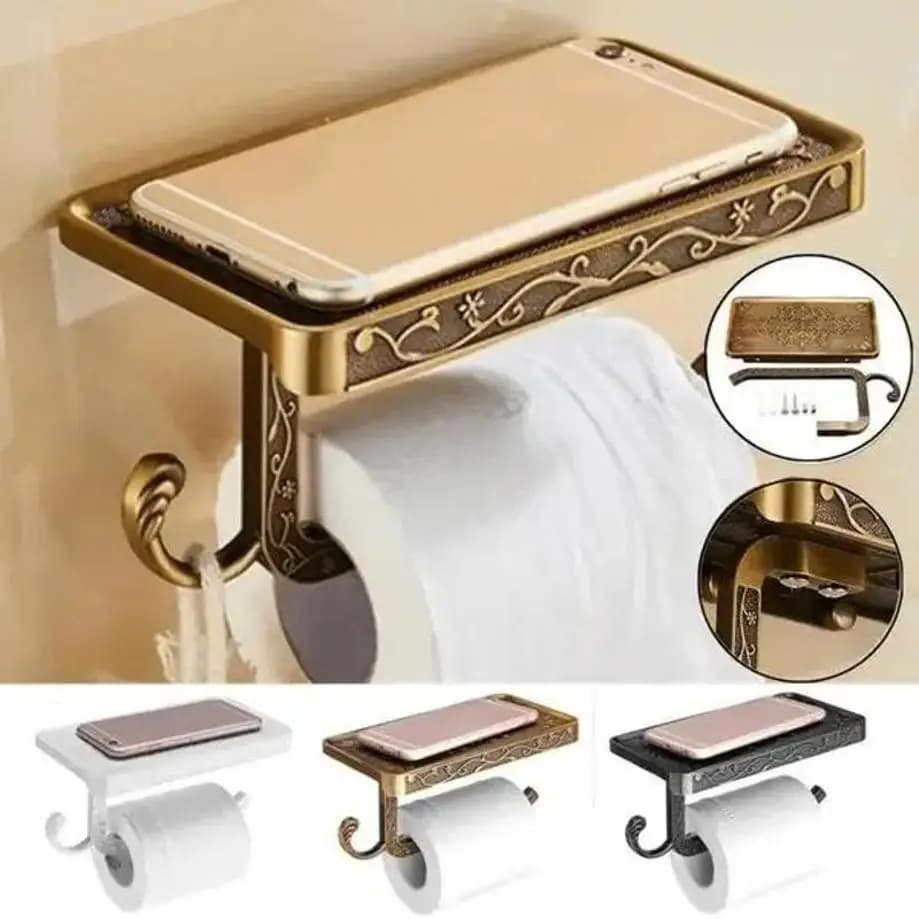1 pezzi antico vintage bronzo intaglio portacarta da bagno mobile portacarta igienica rullo portacarta da bagno rack di stoccaggio accessorio